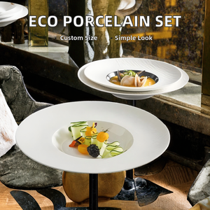 Service de vaisselle en porcelaine écologique pour restaurants et hôtels – Couleur et taille personnalisables – Design minimaliste 9 pouces - Product Image 5
