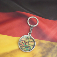 Llavero Colgante Redondo Personalizado con Mapa de Alemania, Estilo Vintage, de Metal y Aleación con Resina Epoxi, Recuerdo de Berlín