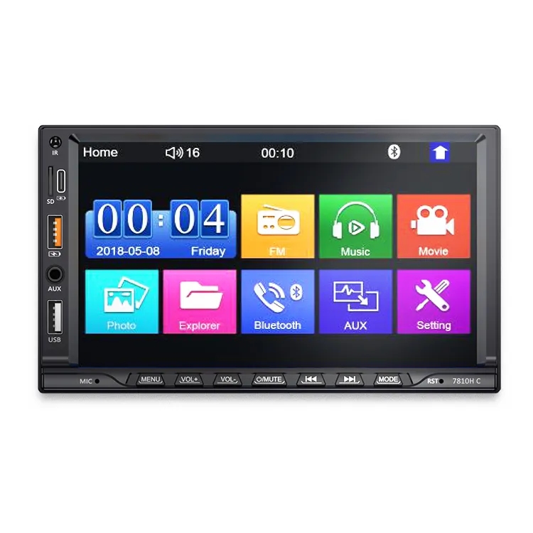 High quality Car Stereo 2din 7inch Mp5 Player support Type-C and USB phone charging with BT FM Radio