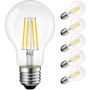 Ampoules LED A60 8w E27 éclairage intérieur haute luminosité durable blanc chaud lampe à filament bougie en verre ampoules de décrochage extérieur