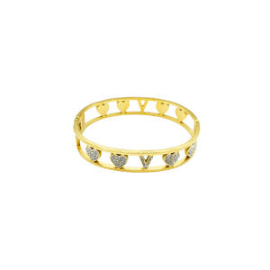 ABC <b>Gold</b> <b>Beaded</b> <b>Bracelet</b> with V and Rigid Letter Design - Product Image 1