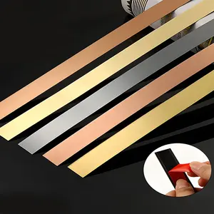 10mm Flat Metal Strip Stickers Stainless Steel Metal Mirror Adhesive Backed Strips For Background Wall Frame Decoration