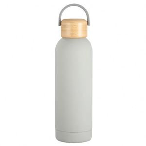 Custom Logo Available <b>Small</b>-Mouth Insulated Cup Outdoor Sports Water Bottle <b>Flask</b> With Portable Handle Bamboo and Wooden Lid - Product Image 1