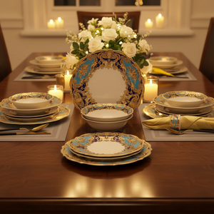 Expédition rapide, 24 pièces, assiettes en <span class=keywords><strong>porcelaine</strong></span> fine dorée colorées en forme de <span class=keywords><strong>fleur</strong></span>, décorations dorées, avec bols, services de table pour 6 personnes - Product Image 3