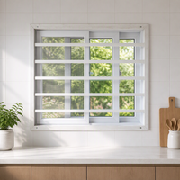 Fenêtre coulissante horizontale en PVC remplie d'argon, verre bleu, grille de sécurité intégrée, extérieur moderne, certifiée Energy Star pour appartement