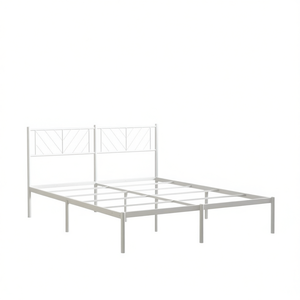 Base de Cama Metálica Blanca de Acero, Tamaño Completo, Rectangular, Minimalista, para Dormitorio - Product Image 1