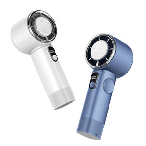 พัดลมมือถือขนาดเล็กพร้อมจอแสดงผลดิจิตอล มอเตอร์ไร้แปรงถ่าน พัดลมระบายความร้อนแบบพกพาสำหรับสวมคอ ใช้งานได้นาน 6-8 ชั่วโมง ชาร์จผ่าน USB - Product Image 1