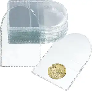 Individuelle durchsichtige Kunststoff hülsen Sammler Kleiner Münz halter Protector Single Pocket Coin Pouch
