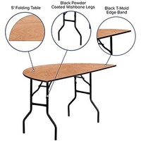 Table pliante en contreplaqué pour banquets, idéale pour la restauration commerciale, les mariages, la location, les projets hôteliers et les événements.