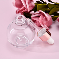 Flacon compte-gouttes en verre rond OEM, 10 ml, 20 ml, 30 ml, 50 ml, flacon transparent pour sérum, huile essentielle, flacon compte-gouttes en verre cosmétique