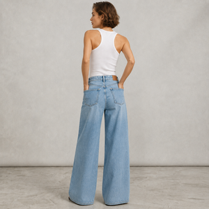 Pantalon en <span class=keywords><strong>jean</strong></span> à jambe droite asymétrique <span class=keywords><strong>avec</strong></span> boutons croisés, <span class=keywords><strong>jean</strong></span> tricoté taille haute pour femme, style streetwear - Product Image 3