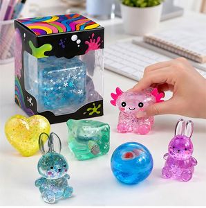 Juguete Antiestrés Táctil de Gelatina Brillante Transparente con Figuras de Animales en Cubos, Bolas y Huevos para Exhibición Minorista - Product Image 3