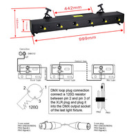 Projecteur laser d'animation à 6 têtes, IP65 étanche, éclairage de scène DJ disco, bar, club, effet lumineux de fête avec DMX 512
