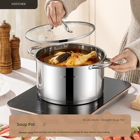 Ensemble de 5 casseroles universelles coréennes en acier inoxydable 201 épaissi, à double fond, pour cuisinière, avec marmite à soupe et ustensiles de cuisson pour friture, pour le marché international