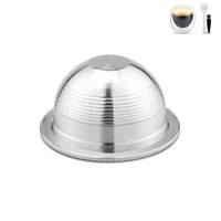 Kapsul Kopi Logam Ramah Lingkungan Grosir OEM, Cangkang Kosong Isi Ulang Espresso, Kompatibel dengan Filter Vertuo, Dapat Digunakan Kembali