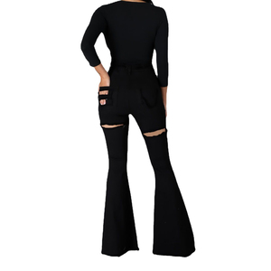 Jeans Ajustados de Cintura Alta para Mujer, Estilo Desgarrado, a la Moda - Product Image 4