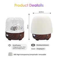 Projecteur d'ondes océaniques avec haut-parleur Aurora, base en bois, design contemporain pour chambre à coucher, LED blanc chaud, rechargeable sans fil