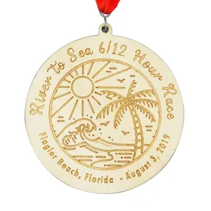 Prezzo basso Eco Friendly Arts Crafts medaglie Laser in legno su misura rotondo artigianato sport legno Folk Art Canada Logo personalizzato