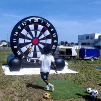Jeu complet de fléchettes de football gonflables géantes commerciales en PVC de 3m | Jeu de fléchettes de football en plein air avec souffleur et balles