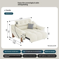 Canapé-lit 3 places vintage en chenille shaggy multifonctionnel avec structure en pin, style 2025, pour salon, pose sans contre-mur