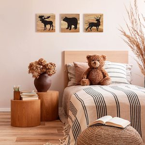 Décor de cabine en <span class=keywords><strong>bois</strong></span> véritable ours <span class=keywords><strong>bois</strong></span> rustique mur photos thème Animal peint décoration murale en <span class=keywords><strong>bois</strong></span> - Product Image 4