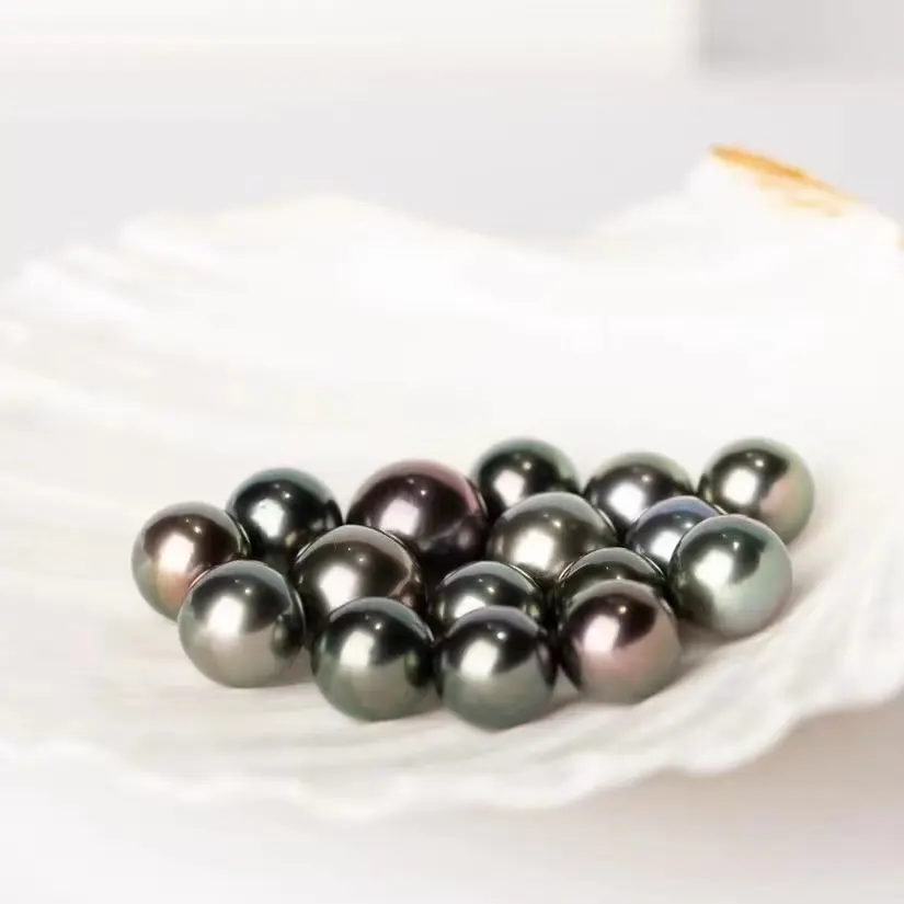 High quality Tahiti Southsea Akoya Loose Pearl Strong Luster Roundness Saltwater Pearl Colorful Black Pearl Necklace Jewelry