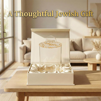 Boîte à Tzedakah Juive Moderne Personnalisée Écologique en Acrylique avec Base en Lucite Scintillante et Design Transparent pour la Collecte de Pièces de Monnaie