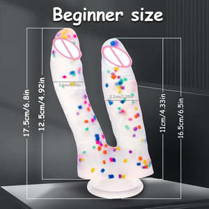 Dildo anale a doppia testa per principianti, in morbido silicone con ventosa, dildo colorato fantasia, giocattolo sessuale per donne - Product Image 6
