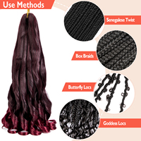 Extensions de cheveux synthétiques ondulés French Curl Originea, durables, sans nœuds, trame unique, pré-étirées, pour tresses en spirale