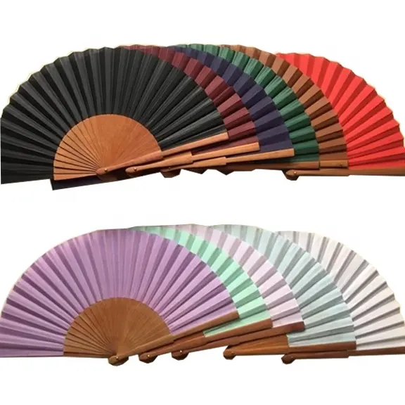 Customized Spanish COLORED PEAR WOOD Hand Held Fan For Wedding