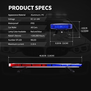 Barra <span class=keywords><strong>de</strong></span> Luces LED Roja y Azul <span class=keywords><strong>de</strong></span> 96W, 96 LED, Baliza <span class=keywords><strong>de</strong></span> Seguridad <span class=keywords><strong>de</strong></span> Emergencia, Luz <span class=keywords><strong>de</strong></span> Advertencia para Camiones, Luces Estroboscópicas para <span class=keywords><strong>Ambulancias</strong></span>, 12V - 24V - Product Image 5
