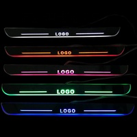 Plaque de seuil de porte LED acrylique personnalisée pour voiture, avec logo USB et éclairage de bienvenue coloré en mouvement