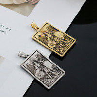 Collier de Tarot en acier inoxydable 24x46mm, pendentif délicat, bijoux, breloques, DIY, accessoires de bijoux originaux