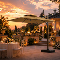 Parasol romain cantilever en aluminium avec éclairage LED, double ventilation, rotation à 360 degrés, protection solaire pour terrasse extérieure