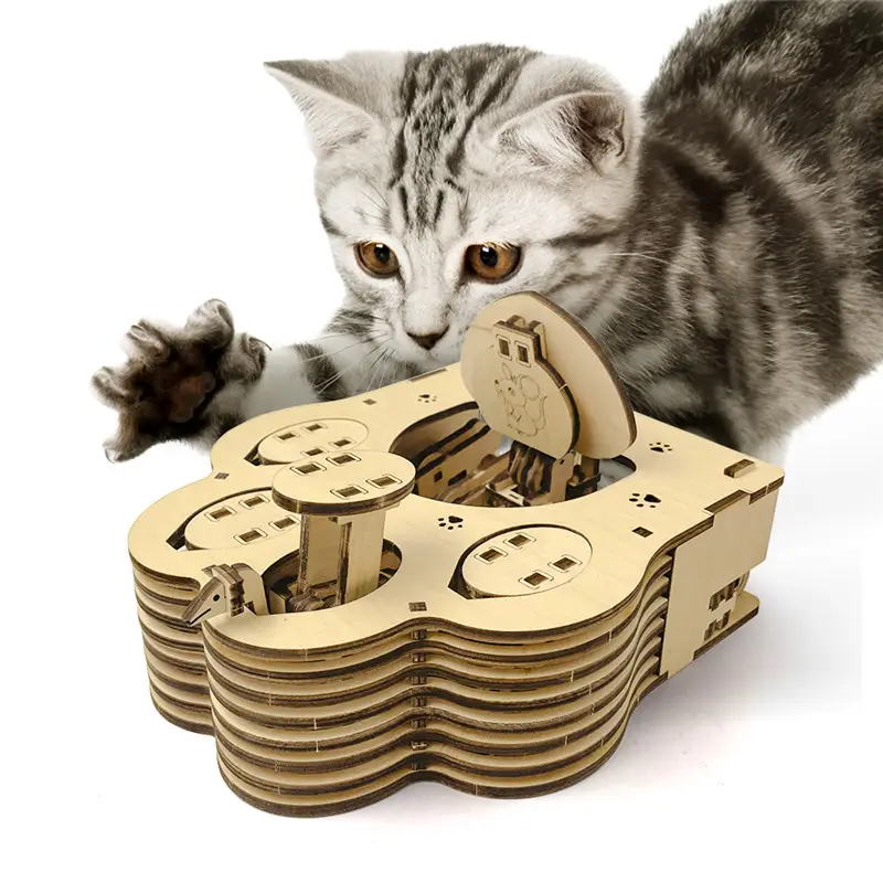 new product ideas 2022 new idea Pet Supplies interactive cat toys novelty items Catch the mouse wooden puzzle toy Kitty Hunting