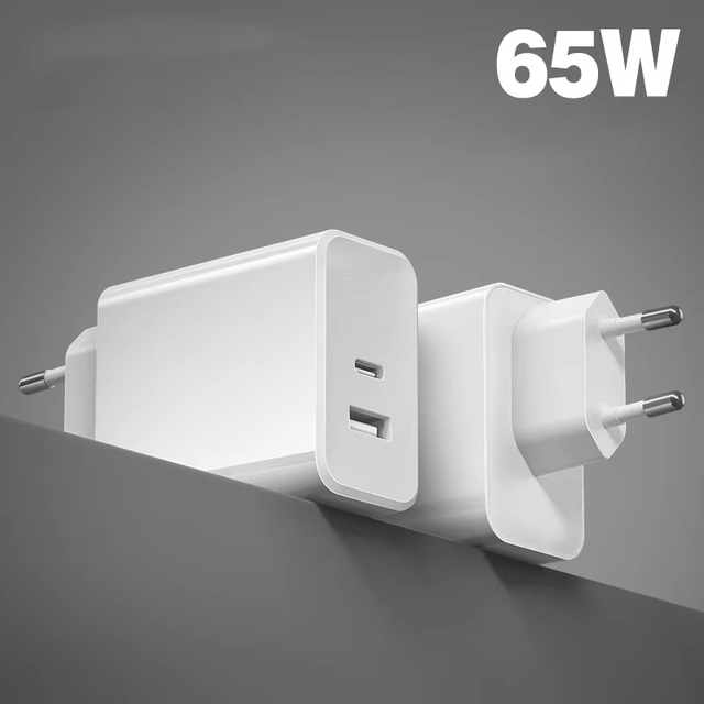 65W GAN A+C USB-C Mini Portable Fast Charging USB Wall Adapter with OTP Protection EU/US/UK/ KR /AU/IN Plugs OEM