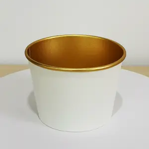 Hot Sales Wegwerp Verpakt Voedsel Gold Aluminiumfolie Materiaal Verpakking Slakom Salade Container Papier Kom Met Deksel