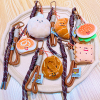 Porte-clés en peluche alimentaire mignon avec cordon tressé, breloque de sac en forme de nourriture Kawaii, pour sac à dos, sac à main, clés