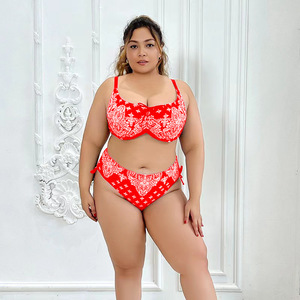 Bikini <span class=keywords><strong>de</strong></span> talla grande para mujer con estampado retro americano europeo para <span class=keywords><strong>Amazon</strong></span> Traje <span class=keywords><strong>de</strong></span> <span class=keywords><strong>baño</strong></span> transfronterizo <span class=keywords><strong>de</strong></span> Aliexpress para ropa <span class=keywords><strong>de</strong></span> playa y grasa - Product Image 3