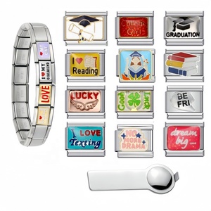 Pulsera de Acero Inoxidable Personalizada con Dijes Italianos, Serie Rosa, Dije de Dado del Amor, Cadena de Mano DIY, Pulsera para Mujer, Regalo de Graduación - Product Image 1
