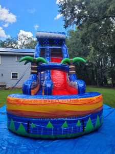 Tobogán Acuático Tropical con Palmeras para Niños y Adultos, Tobogán Inflable para Fiestas con Soplador de Aire - Product Image 3
