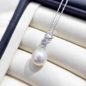 Collar con Colgante de Plata de Ley S925 31460 para Mujer, con Cuentas Redondas de 10-15 mm, Soporte Vacío para Accesorios, 31460, Accesorios para Perlas DIY - Product Image 3