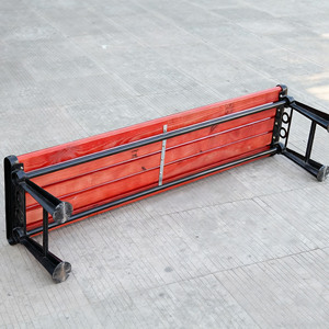 مقعد طويل خارجي عصري مصنوع من الألومنيوم المصبوب المقاوم للتآكل والخشب الصلب للحدائق والمتنزهات والشرفات - Product Image 3