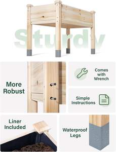 Jardinière surélevée renforcée de grande taille pour légumes, fleurs, herbes, jardin surélevé en <span class=keywords><strong>bois</strong></span> avec pieds - Product Image 3
