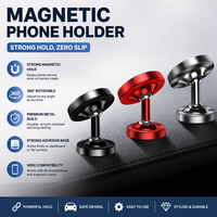 Support de téléphone portable universel en alliage à double axe et double rotule, fixation magnétique double face pour tableau de bord de voiture