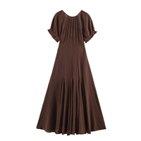 Robes longues d'été décontractées pour femmes, 3 coloris, col en V, à lacets, manches courtes, couleur unie, tendance