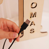 Lámpara de Noche LED de Madera con Grabado Personalizado de Luna, Estrella, Letra o Nombre para Decoración del Hogar, para Dormitorio, Sala de Estar, Escritorio, Mesa o Pared