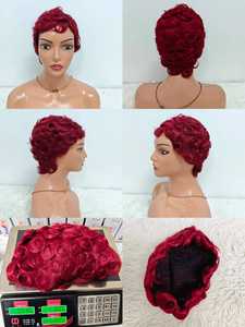 Promotion Letsfly 7$ 1 pièce Perruques Pixie 100% cheveux humains fabriquées à la machine Perruques courtes bouclées disponibles en gros pour les femmes noires - Product Image 5