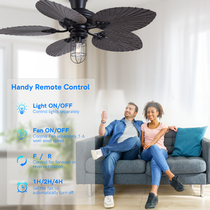 52 inch Lá Cọ 5 lưỡi yên tĩnh Reversible DC động cơ quạt trần nhiệt đới với LED ánh sáng - Product Image 2