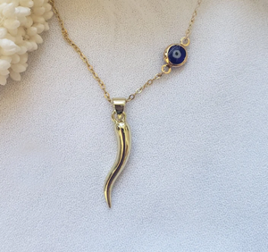 Collier en or laminé avec pendentif œil porte-bonheur, design élégant, talisman <span class=keywords><strong>de</strong></span> protection, vente chaude - Product Image 2